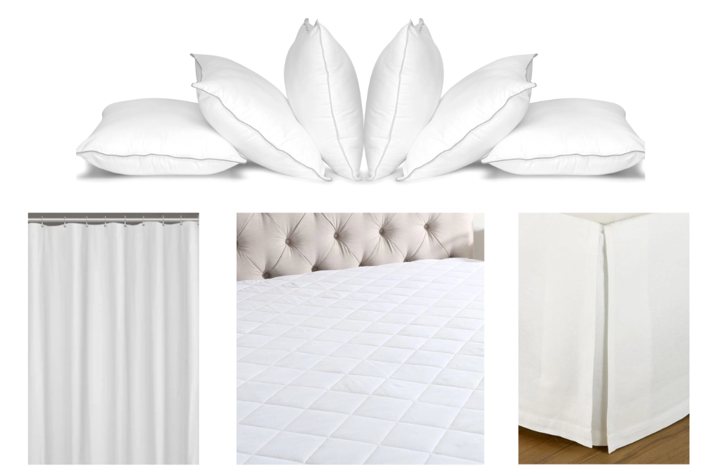 5-star vacation rental bed and bath linens including guest towels, hand towels, washcloths, bed sheets, kitchen linens, and beach towels from Destin Housekeeping Services.