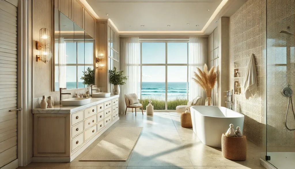 Immaculate bathroom by Destin Housekeeping Services, featuring fresh linens and sanitized surfaces.