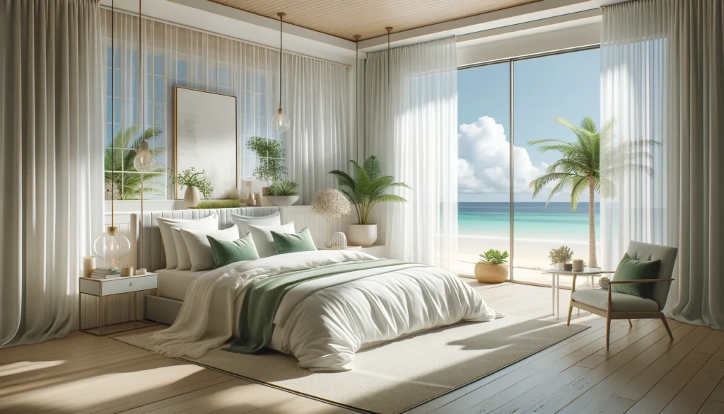 Spotlessly clean bedroom prepared by Destin Housekeeping Services, showcasing meticulous cleaning procedures.