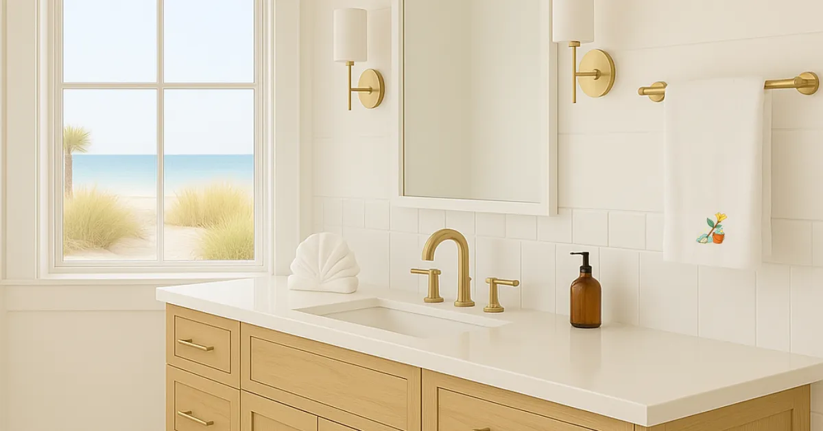 Bathroom sink area featuring a neatly folded towel, and a countertop.